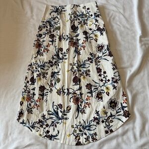 Maria Filo Italy P White Floral Pleated Midi Skirt XS ~ Garden Classic Cottage